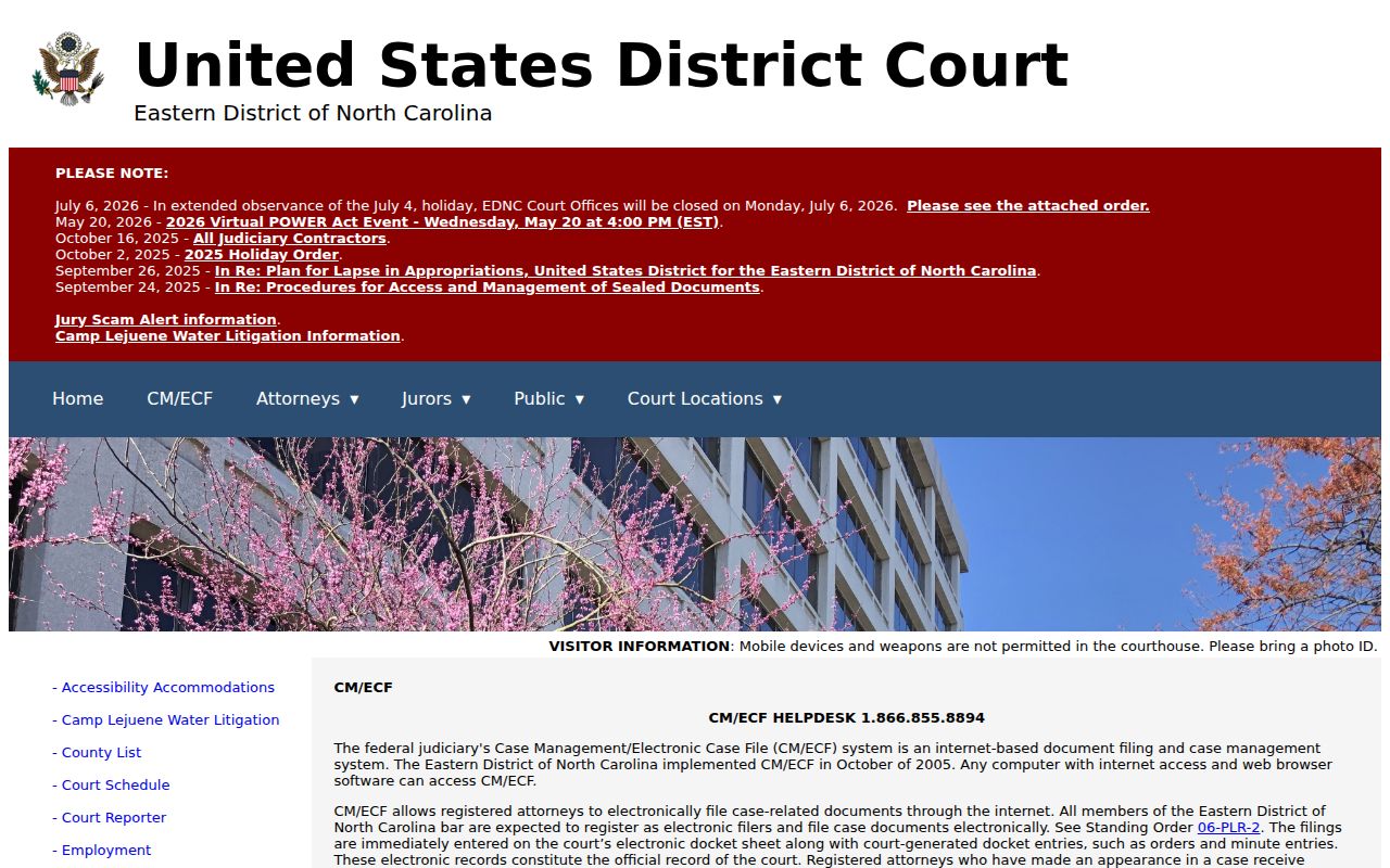 Pasquotank County case search record type Eastern District of North Carolina CM ECF interface