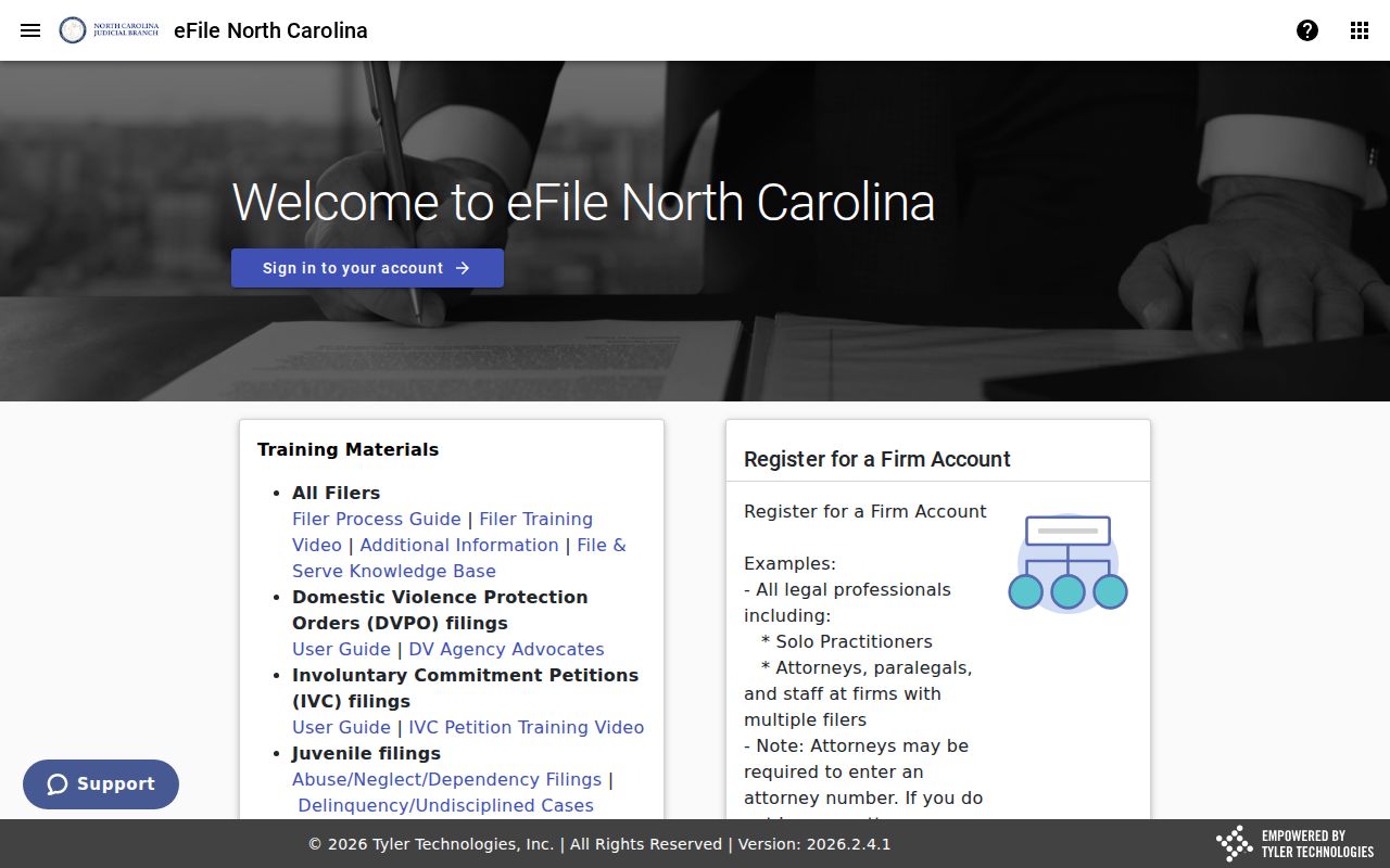 Pasquotank County case search record type North Carolina File and Serve interface