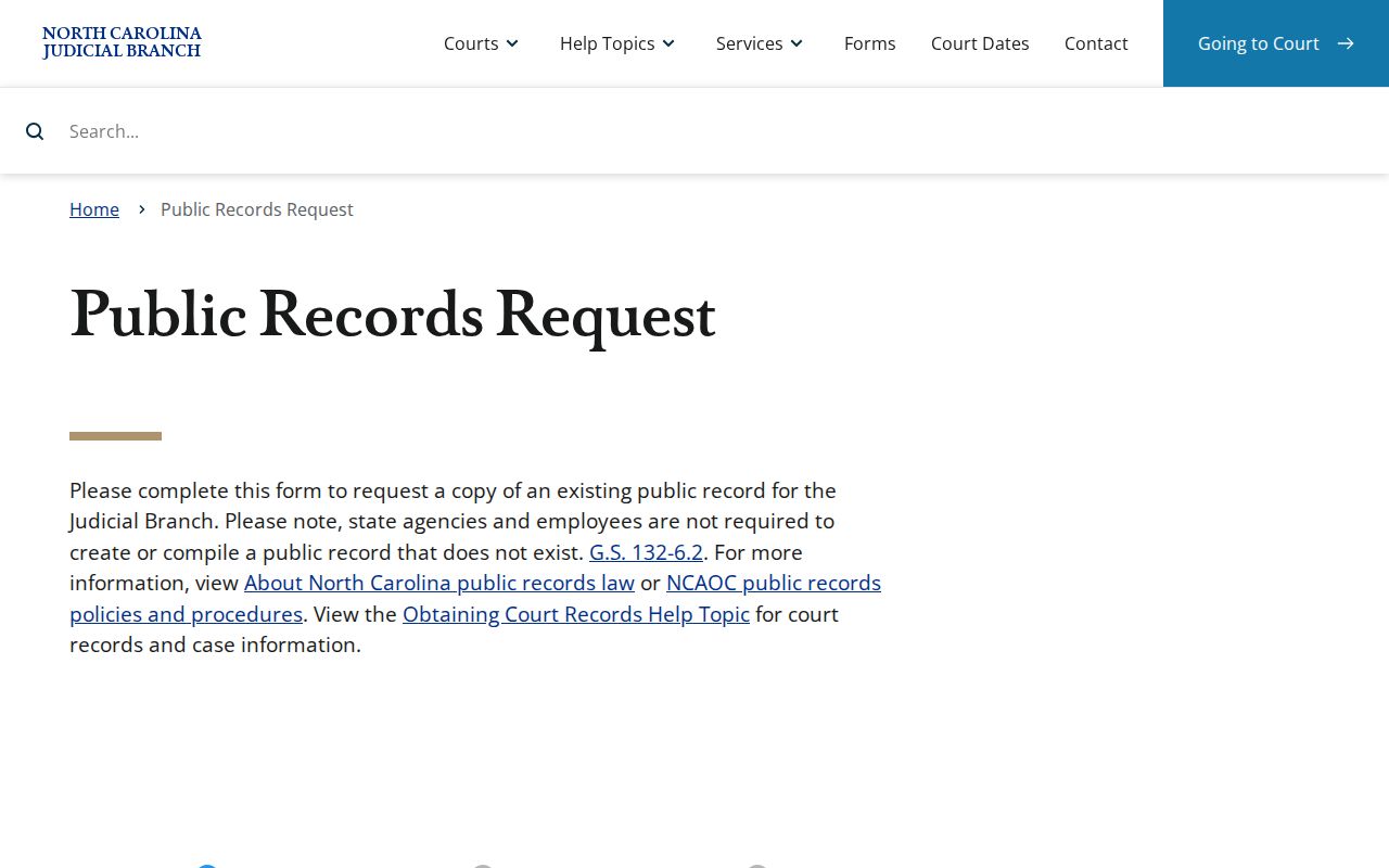 Pasquotank County court records record type North Carolina public records request form