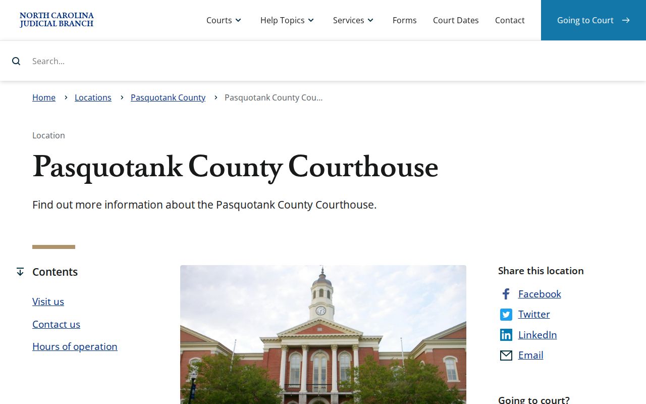Elizabeth City court records access at the Pasquotank County Courthouse